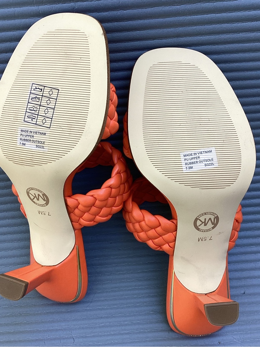 MICHAEL Michael Kors Braided Double-Strap Slide Sandals in Bright Orange NWOB - Picture 7 of 8